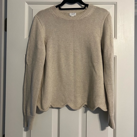 JCrew Tan Scalloped Hem Sweater - Picture 1 of 3